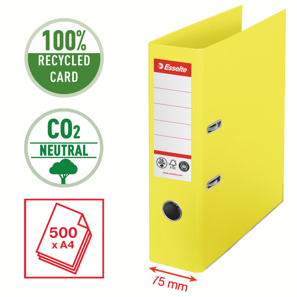 Esselte Segregator Esselte No.1 neutralny pod względem emisji CO2, A4, szer. 75 mm, żółty
Esselte - liczy się jakość! (2)