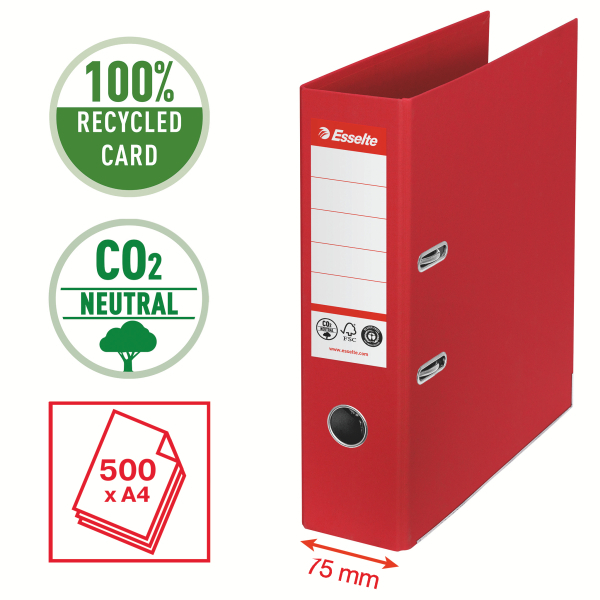 ESSELTE No.1 Segregator A4 75 mm czerwony neutralny pod względem emisji CO2
Esselte - liczy się jakość! (2)