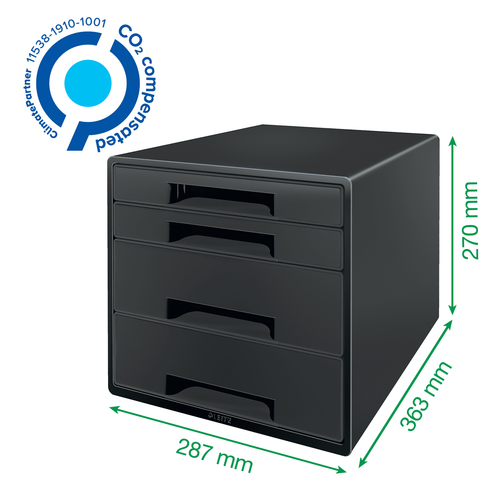 Pojemnik z szufladami Leitz Recycle, z kompensacją CO2, czarny (2)