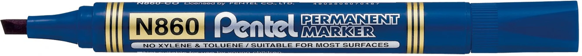 MARKER PERMANENTNY, NIEZMYWALNY PENTEL N860  K. ŚCIĘTA NIEBIESKI. CENA ZA 1 SZT. (2)