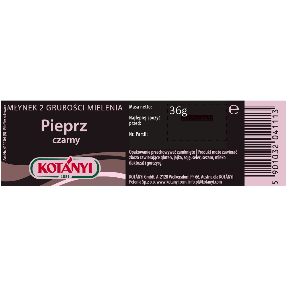 KOTANYI MŁYNEK PIEPRZ CZARNY 36G (2)