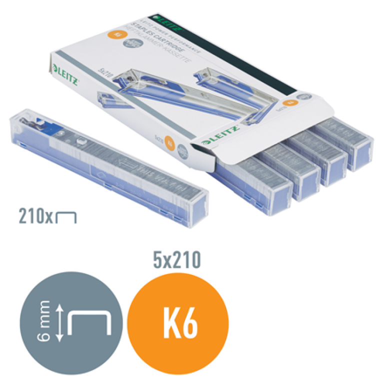 LEITZ Power Performance Zszywki do zszywacza kasetowego K6 5 kasetek x 210 zszywek (2)