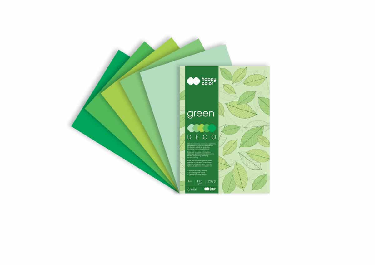 BLOK DECO HAPPY COLOR Green 170 g/m2, A4, 20 ark., 5 kol. (2)