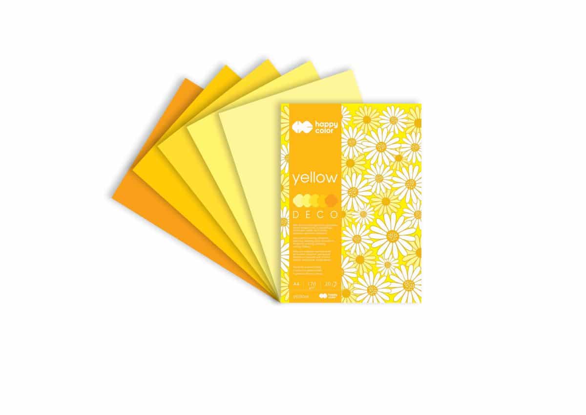 BLOK DECO HAPPY COLOR Yellow 170 g/m2, A5, 20 ark., 5 kol. (2)