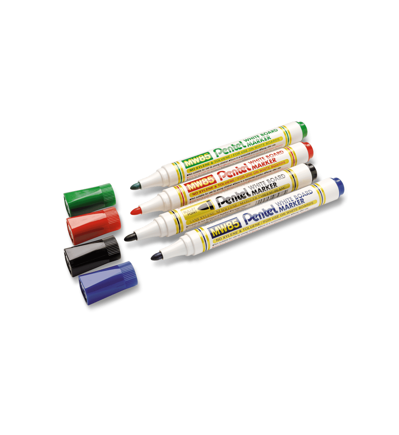 KOMPLET 4 SZT. EKONOMICZNYCH MARKERÓW DO BIAŁYCH TABLIC MW85-4W PENTEL (2)