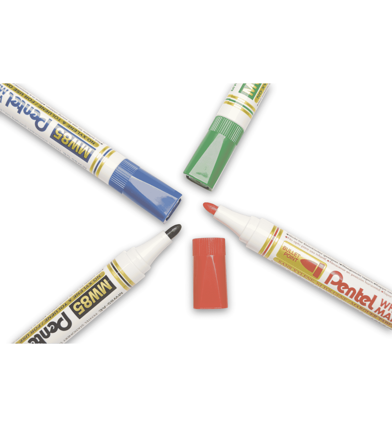 KOMPLET 4 SZT. EKONOMICZNYCH MARKERÓW DO BIAŁYCH TABLIC MW85-4W PENTEL (3)